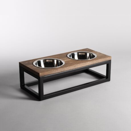 ROMA Burnt Oak Elevated Dog Feeder