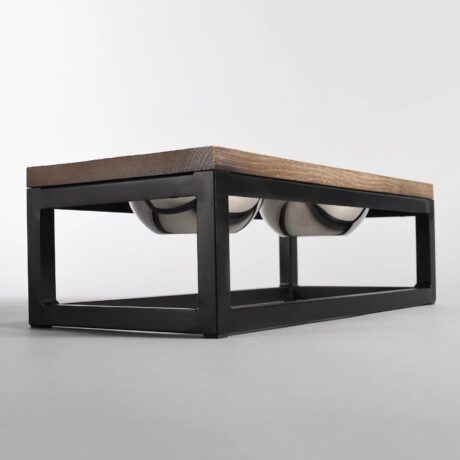 ROMA Burnt Oak Elevated Dog Feeder