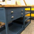 Handmade Solid Wood Kitchen Island with Shelves and Dog Bed