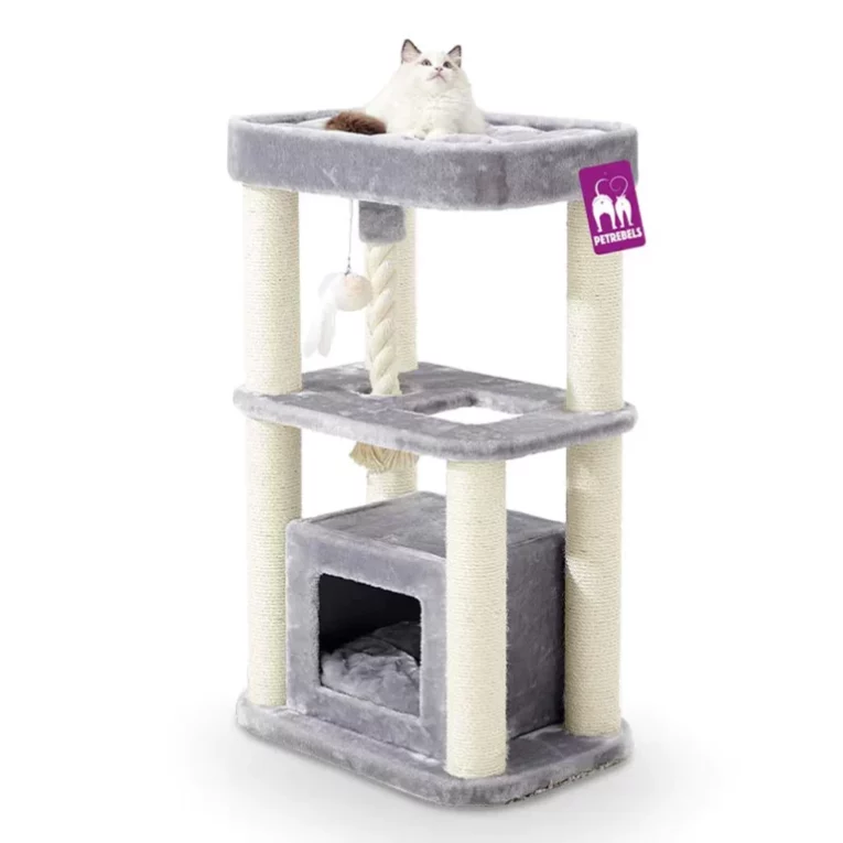 The Villa Deluxe Cat Tree 100cm (Grey)