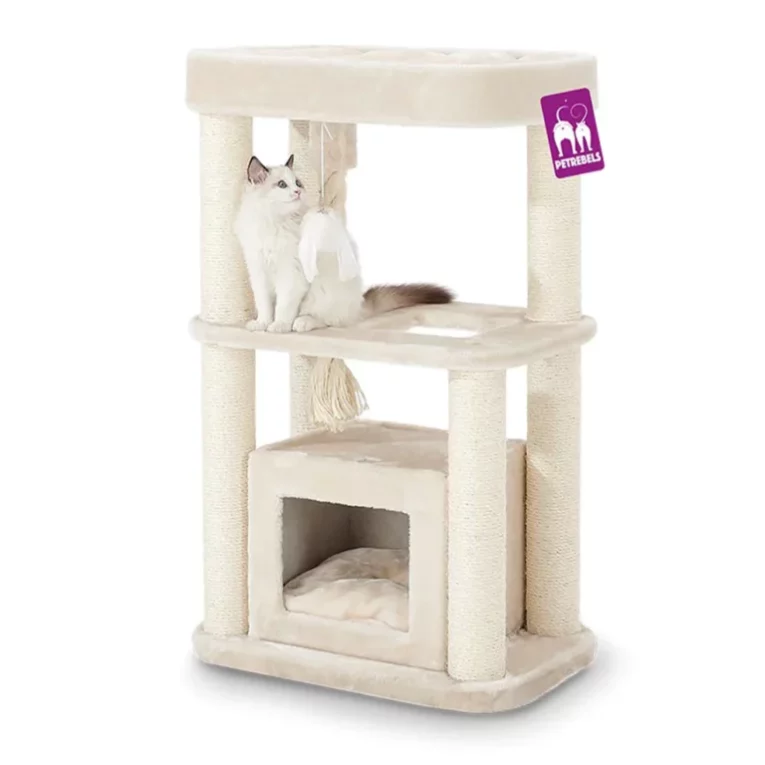 The Villa Deluxe Cat Tree 100cm (Cream)