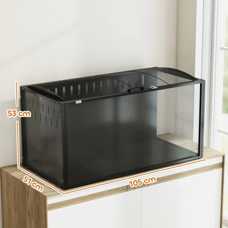 Steel Hamster Habitat with Clear Panels – Black, 105cm