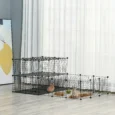 Modular Small-Pet Panel Playpen with Ladder – Black