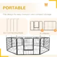 Eight-Panel Metal Dog Exercise Pen – Grey, 60cm