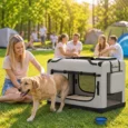 Soft Pet Carrier with Washable Cushion – Light Grey, 90 × 58 × 64cm