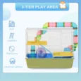 3-Level Hamster Cage with Tubes and Accessories 59x36x47cm – Blue and white
