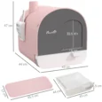 Hooded Cat Litter Box with Flap and Scoop – Pink