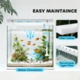 Compact Glass Aquarium with Pump and LED Lighting – White, 14L