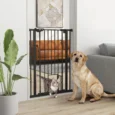 Extra-Tall Pet Gate with Cat Door – Black, 74–80cm