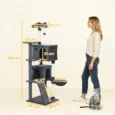 Cat Activity Tower with Two Hideaways – Dark Grey, 160cm