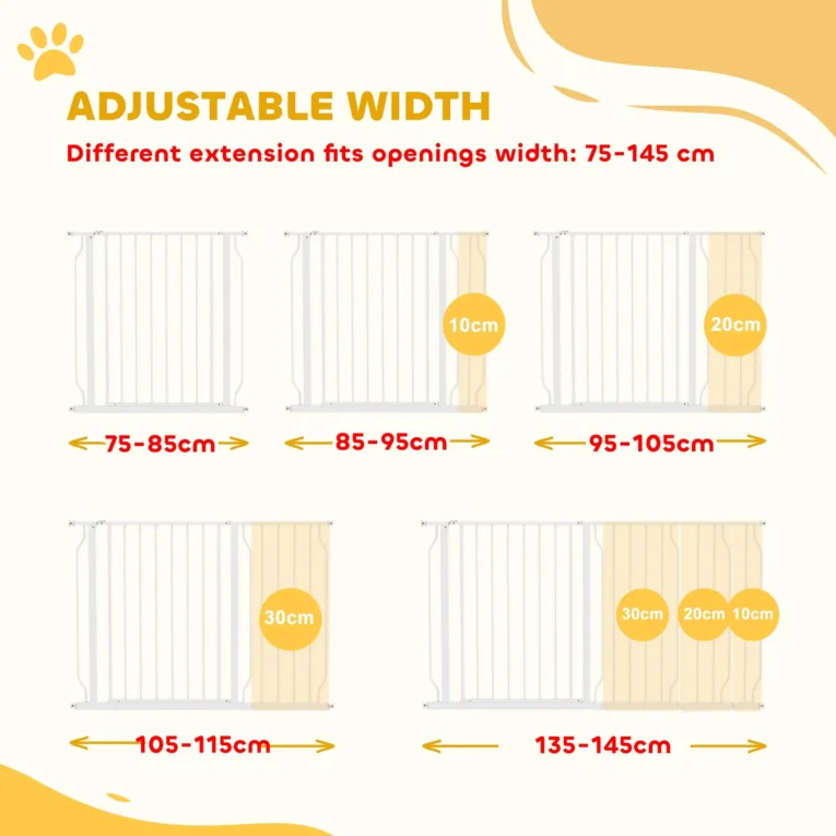 Extra Wide Dog Safety Gate with Door – White