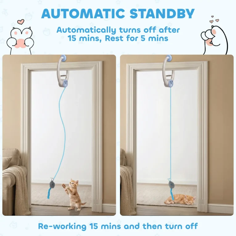 Rechargeable Hanging Mouse Cat Toy Set – White and Blue