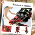Folding Pet Stroller with Reflective Strips – Red
