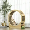 Cat Exercise Wheel with Brake and Replaceable Scratching Pad – Oak Tone