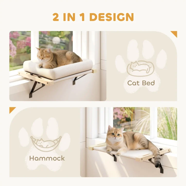 Adjustable Radiator Cat Hammock with Cushion – Cream, 50cm