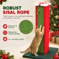 Tall Sisal Cat Scratching Post with Bell Toy – Green and Red, 81cm