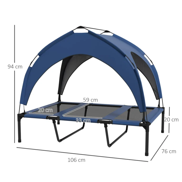 Cooling Raised Pet Bed Large Dogs 106x76cm – Dark blue