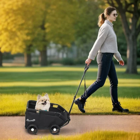 Low-Entry Pet Wagon with Cushion and Storage &ndash; Black &ndash; detail 2