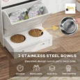 Pet Feeding Cabinet with Pull-Out Bowls – White