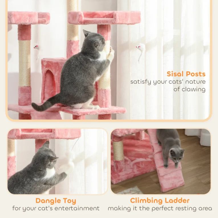 Cat Tree Scratching House Play Centre 173cm – Pink