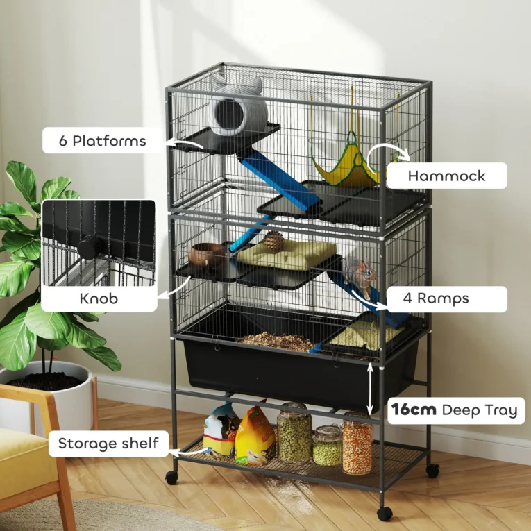 Tall Small-Animal Cage with Platforms and Hammock – Dark Grey Tall Small-Animal Cage with Platforms and Hammock – Dark Grey
