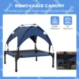 Raised Dog Bed with Canopy – Dark Blue, 76 × 61cm