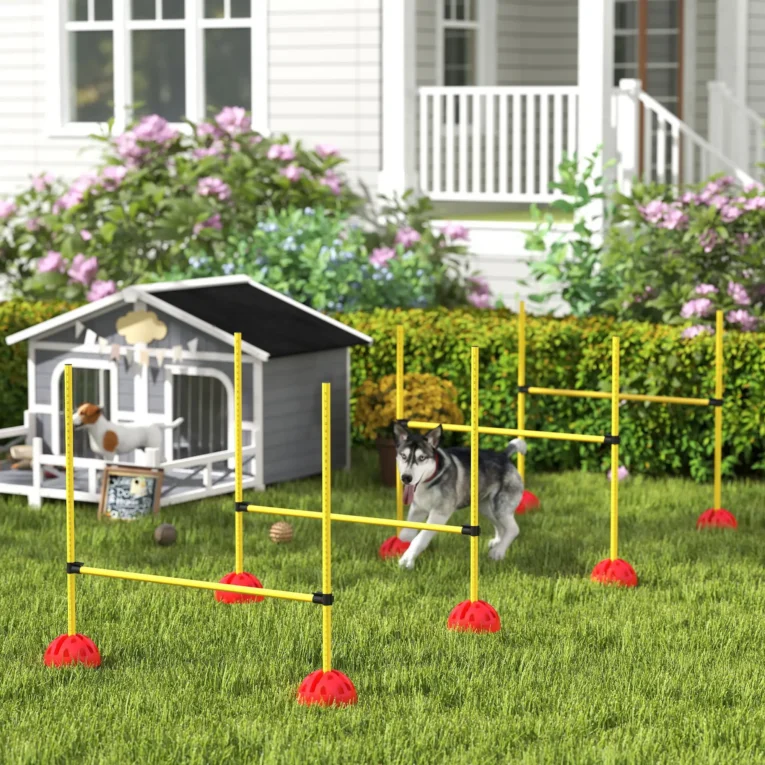 Four Adjustable Dog Agility Jumps – Orange and Yellow