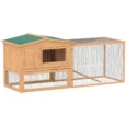 Two-Level Wooden Rabbit Hutch with Enclosed Run – Natural