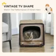 Television-Style Cardboard Cat House with Scratcher – Brown