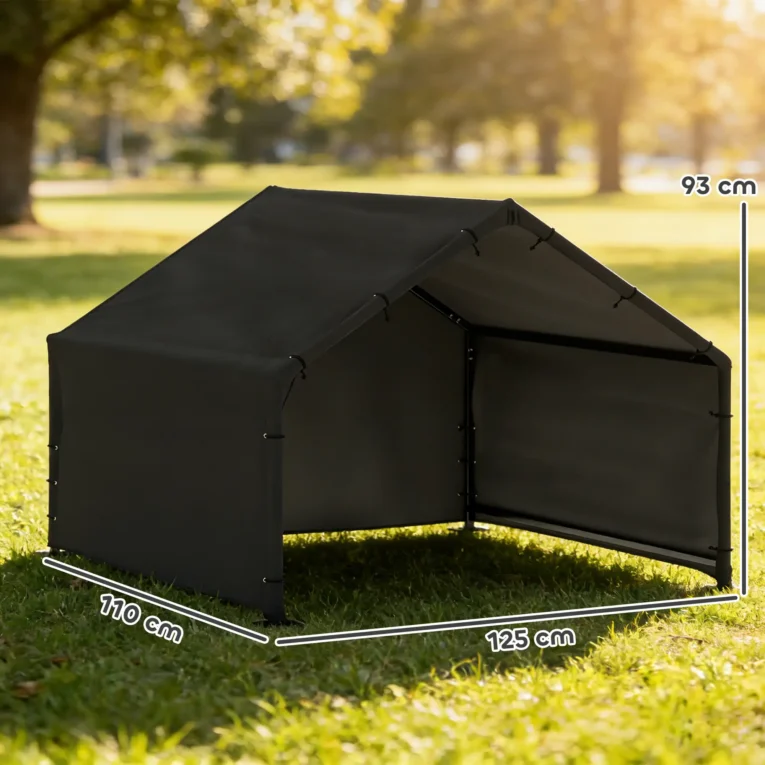 Outdoor Dog Shade Shelter with Canopy – Black, 125cm