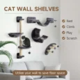 Four-Piece Wall-Mounted Cat Furniture Set with Hammock – Dark Grey