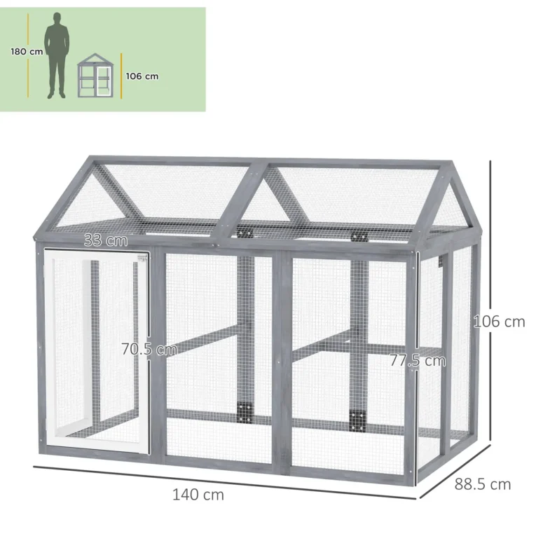Chicken Coop 140 x 88.5 x 106cm – Grey