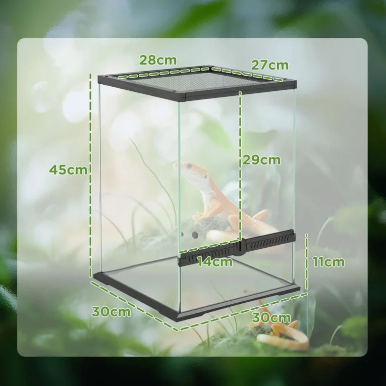 Tall Glass Terrarium with Front Doors and Mesh Lid – 40L