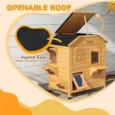 Two-Storey Wooden Cat House with Opening Roof – Natural