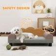 Raised Pet Sofa with Padded Back and Arms – Grey, 66cm