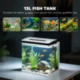 13L Glass Aquarium with Filter and LED Light – White