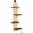 Four-Level Over-Door Cat Shelf with Washable Pads – Oak Tone