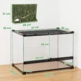 Glass Reptile Terrarium with Bark-Effect Background – Black, 50 × 30 × 35cm