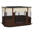 Foldable Dog Pen Portable Indoor/Outdoor – Brown, cream white and black