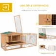 Two-Level Wooden Rabbit Hutch with Enclosed Run – Natural