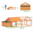 Wooden Chicken Coop with Nesting Box and Opening Roof – Orange, 240cm
