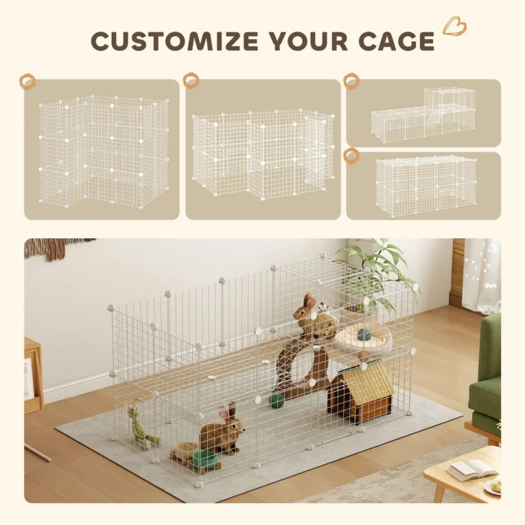 Modular 36-Panel Wire Pet Playpen – White Modular 36-Panel Wire Pet Playpen – White