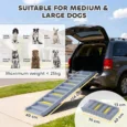 Folding Dog Car Ramp with Ten Stepped Treads – Grey, 154cm