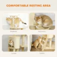 Cat Tree with Den, Basket and Ladder – Beige, 134cm