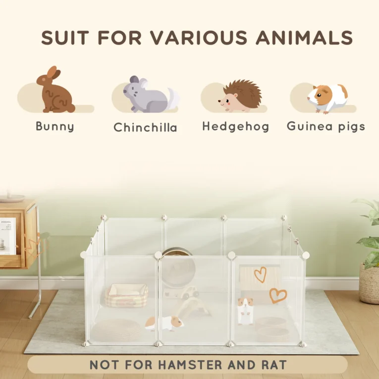 Twelve-Panel Small-Animal Playpen – White, 45cm