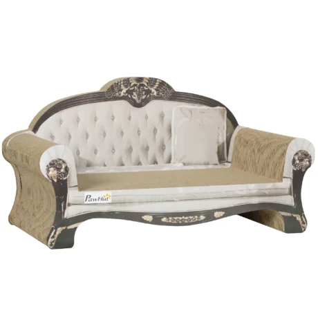 Cardboard Cat Scratching Sofa with Catnip – Brown, 56cm