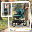 Foldable Pet Stroller Jogger for Small Dogs – Dark green and black