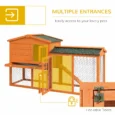 Two-Tier Wooden Rabbit Hutch with Run and Tray – Orange, 150cm