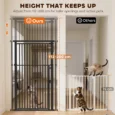 Extra Tall Pet Gate Adjustable No-Drill 112-200cm – Black