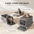 XL Covered Steel Cat Litter Box with Step – Dark Grey, 60cm